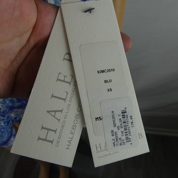 Hale Bob Iliana Off the Shoulder Printed Top Blouse Boho Floral Crochet NEW NWT - Picture 8 of 12